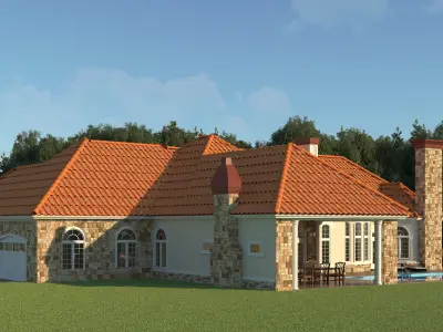 Exterior render front elevation for these mediterranean house... 3D model