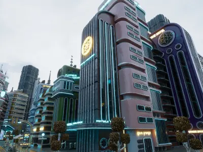 SCIFI ATOMPUNK BUILDING 08 Low-poly 3D model