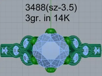 Peg Setting Milgrain Ring 3488 3D print model