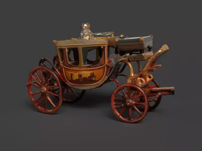 Chinese ancient carriage figure  Low-poly 3D model Low-poly