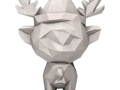 Cartoon Christmas Reindeer Low Poly 3D print model
