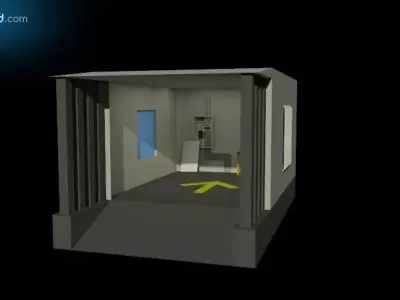 Garage room with door Low-poly 3D model