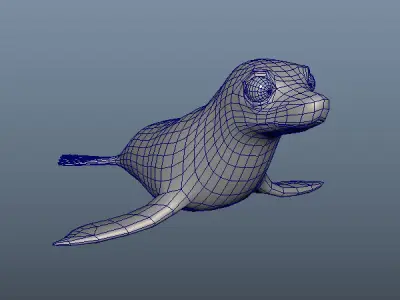 3D Cartoon Sea Lion Low-poly 3D model