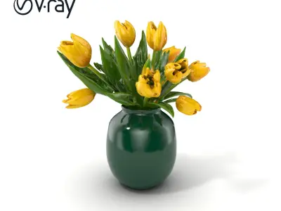 Elegant Tulip Vase Arrangement model pack Low-poly 3D model