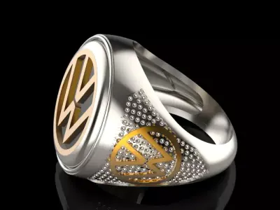 volkswaguan ring Silver Gold  Print Silver Gold  Print 3D print model