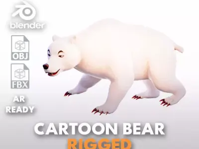 Polar bear and Grizzly bear 3d model rigged AR ready Low-poly 3D model