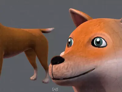 Dog base cartoonV05 Low-poly 3D model