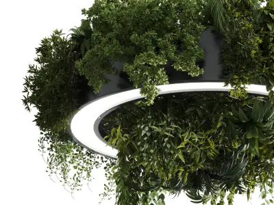 circle pot light pendant - plant light hanging 13 Low-poly 3D model