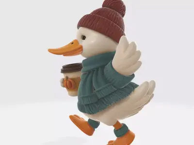 Cute Duck Figurine in Cozy Fall Outfit Thanksgiving Decor  3D print model