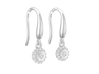 Elegant Round Cluster Diamond Drop Earrings 3D Model  4236 3D print model