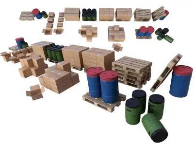 Warehouse Set PBR Game Ready cardboard boxes in hyderabad Low-poly 3D model