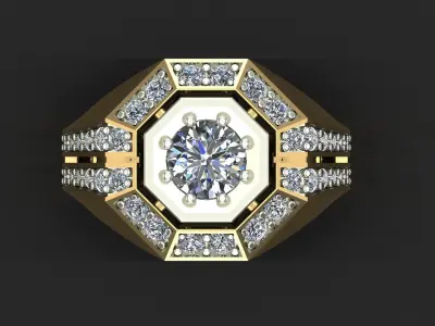 Men Ring with Diamond 3D print model