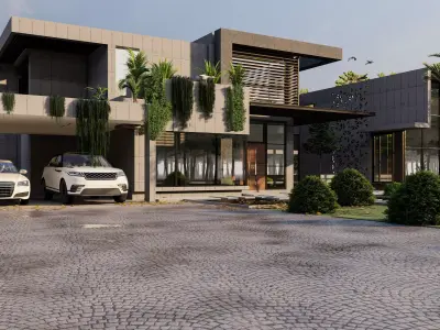 MODERN LUXURY HOUSE MODEL AND RENDER MODERN HOUSE DESIGN 3D model