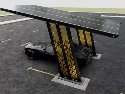 TRIPLE L TYPE MODERN SOLAR CARPORT TYPE-17 3D model