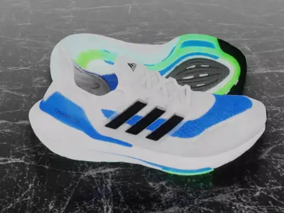 ADIDAS ULTRA BOOST 2021 - BLUE 3D SHOES Low-poly 3D model