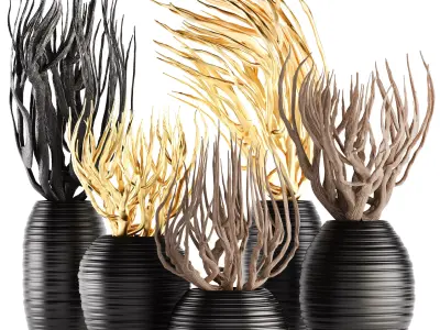 Decorative vase with branches 3D model