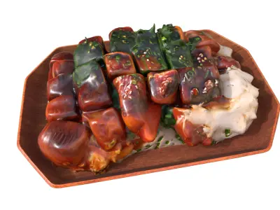 Teriyaki Beef Donburi Rice Bowl Low-poly Low-poly 3D model