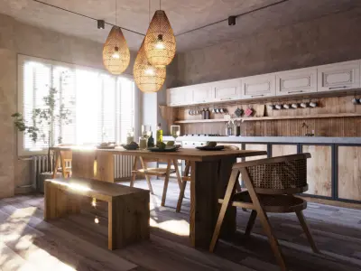 Kitchen interior scene 3D model 3D model