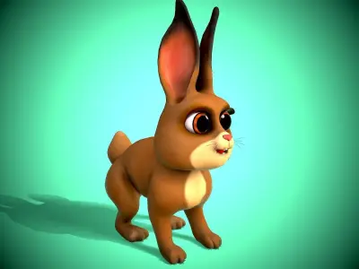 small cartoon rabbit Low-poly 3D model
