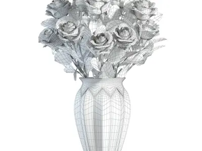 Flower Set 03 - Red Roses Bouquet 3D model