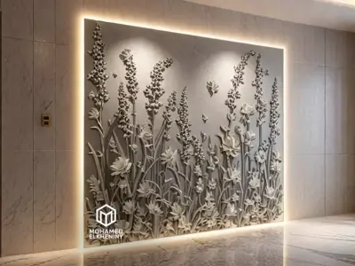 modern panel wall decor set wall relief mural CNC 103 3D model