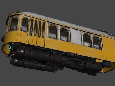 Diesel Punk Tram Low-poly 3D model
