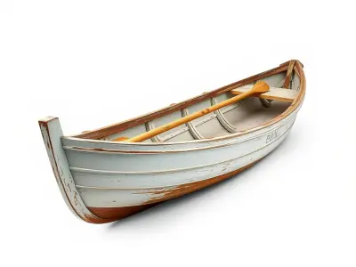 Rustic Rowboat with Oars model pack Low-poly 3D model