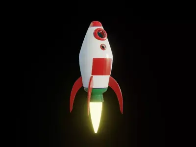 Cartoon Rocket 3D model Low-poly 3D model