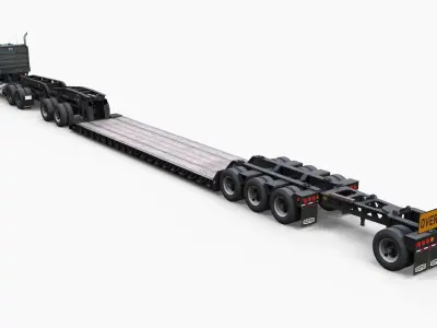 Kenworth W900L lowboy semitruck Low-poly 3D model