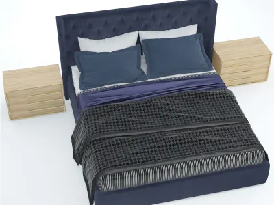 Luxury Tufted Bed 3D model