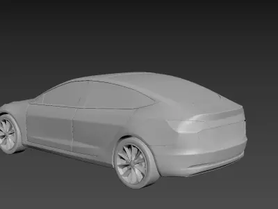 Tesla Model 3 on a small scale 3D print model