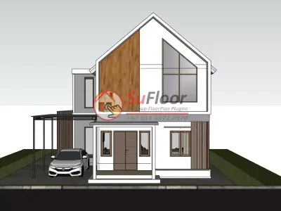 House 12x16m code 648 - Sketchup 3D model 3D model 3D model