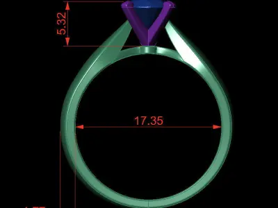 Round 0-75-CT Quarter Round Profile Shank Width 4mm 3D print model