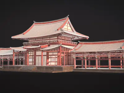 Japanese Temple Low-poly 3D model order