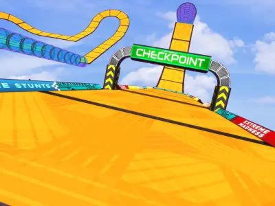 Stunt Racing Tracks and Platforms Low-poly 3D model