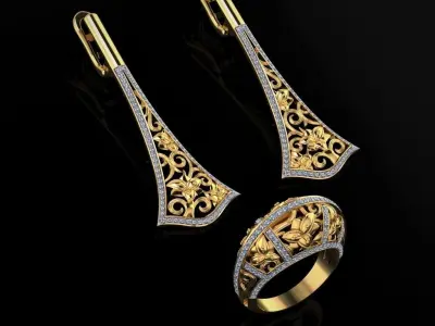 Ring and Earrings 29 3D print model