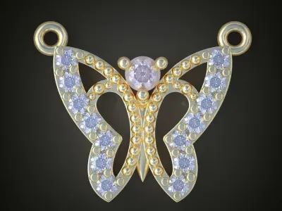 Butterfly Pendant  3D 0052 printable model 3D print model