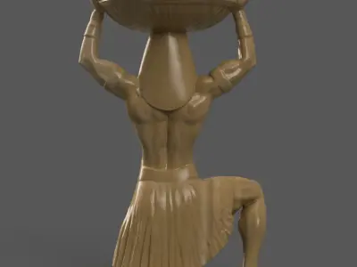 Egyptian Pharaoh Statue Bowl alexa handle candle holder 1 3D print model