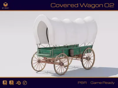 Covered Wagon 02 Low-poly 3D model