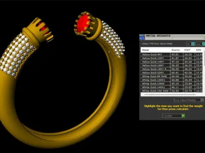Twin RUBY Bangle 3D print model
