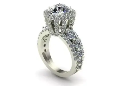 Engagement Ring So Many Round Diamonds On It Free 3D model