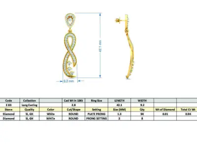 Women Earrings 3dm STL OBJ FBX Render Details 3D print model 3