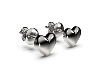 HEART Stud Earrings LOVE GIFT For Valentines Day 3D print model