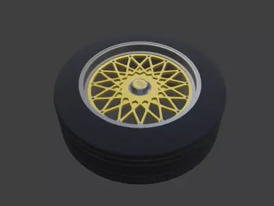 BBS RS With Tire Low Poly Free low-poly 3D model