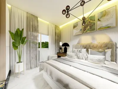 Bedroom with bed and lamps Free 3D model