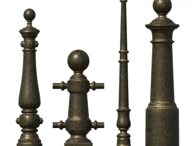 Street cast iron posts P1-1 3D model
