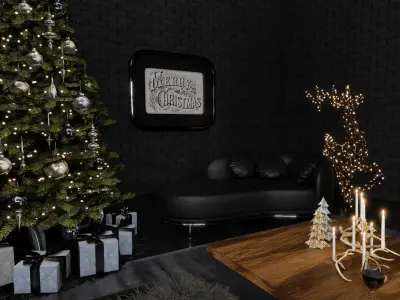 Dark Christmas Living Room Blender Scene 3D model