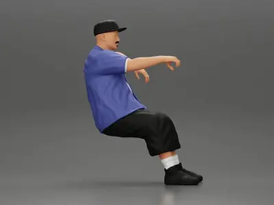 Gangster homie in cap with arm on window driving the car 3D print model