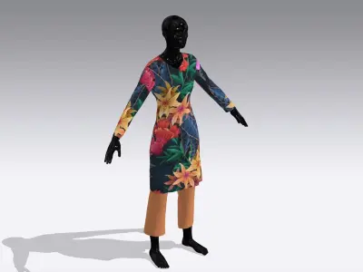 Female Cloth Dress Low-poly 3D model