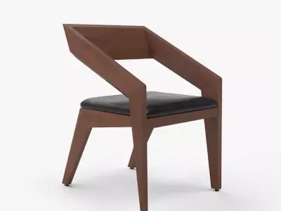 Brenton Dining Chair walnut stain finish Low-poly 3D model
